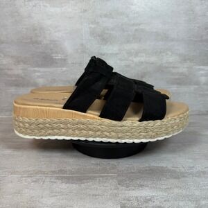 Dr. Scholl's Platform Espadrille Sandals Slides Comfort Black Size 11M‎